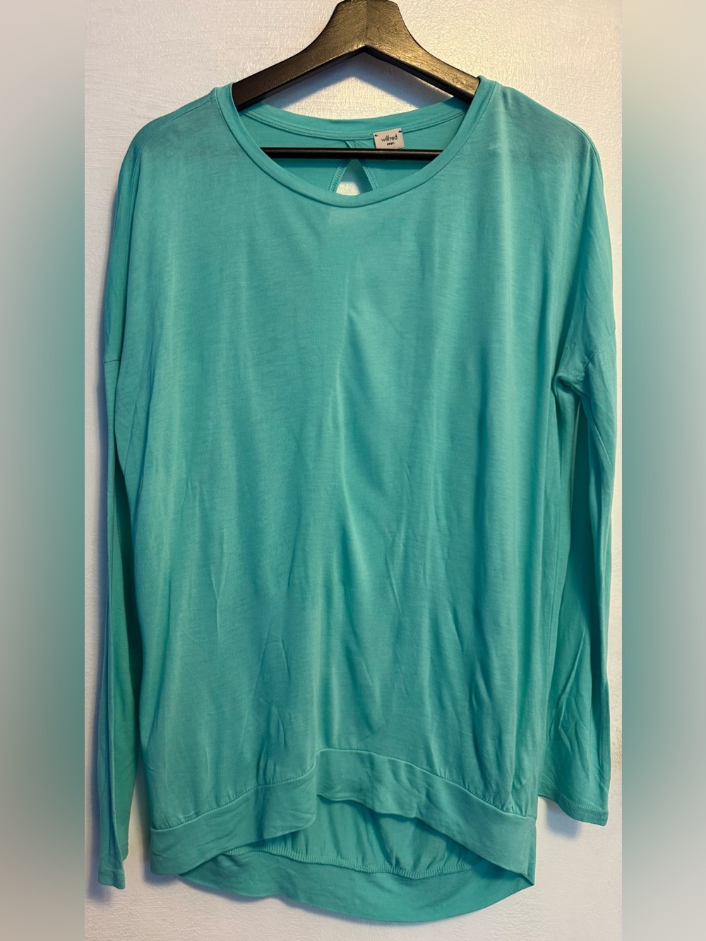 Aritzia Wilfred Turquoise Long Sleeve Open Back Shirt
